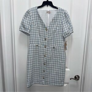 NWT Nanette Lepore Blue & White Tweed Mini Dress
